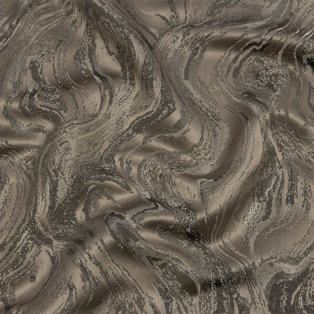 Metallic Drapery Jacquard - Fossil Metamorphic Swirls - British Imported