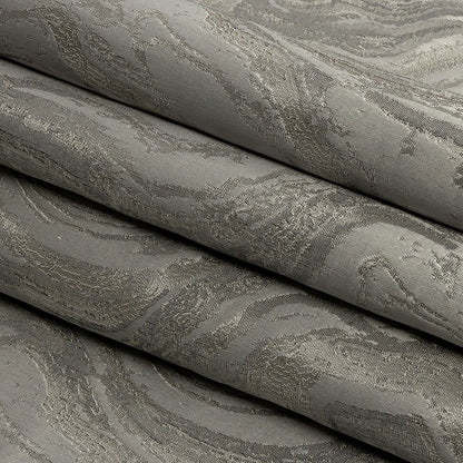 Metallic Drapery Jacquard - Platinum Metamorphic Swirls - British Imported Folded