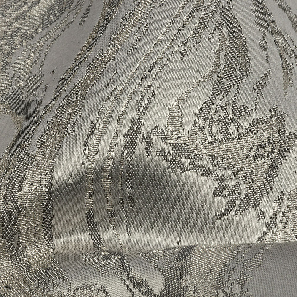 Metallic Drapery Jacquard - Platinum Metamorphic Swirls - British Imported Detail