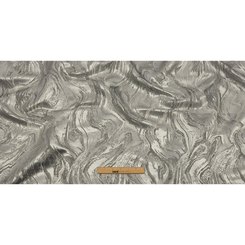 Metallic Drapery Jacquard - Platinum Metamorphic Swirls - British Imported Full