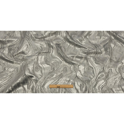 Metallic Drapery Jacquard - Platinum Metamorphic Swirls - British Imported Full