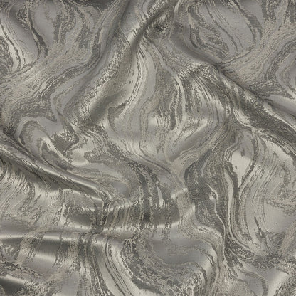 Metallic Drapery Jacquard - Platinum Metamorphic Swirls - British Imported