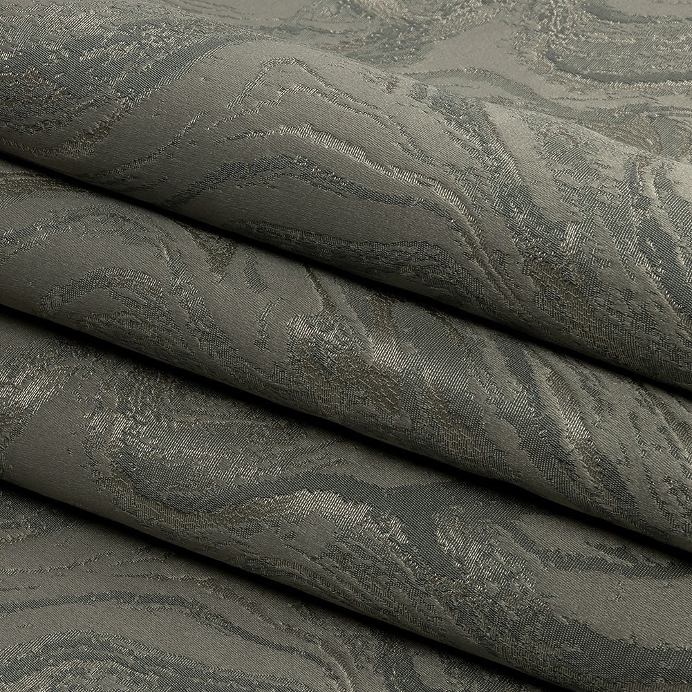 Metallic Drapery Jacquard - Slate Metamorphic Swirls - British Imported Folded