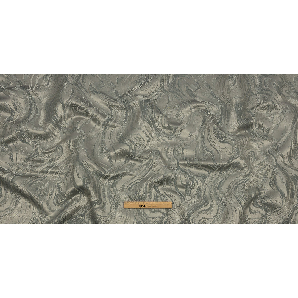 Metallic Drapery Jacquard - Slate Metamorphic Swirls - British Imported Full