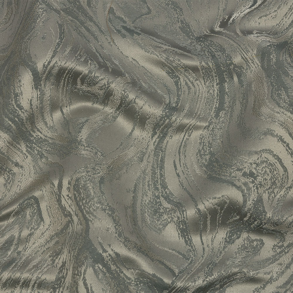 Metallic Drapery Jacquard - Slate Metamorphic Swirls - British Imported