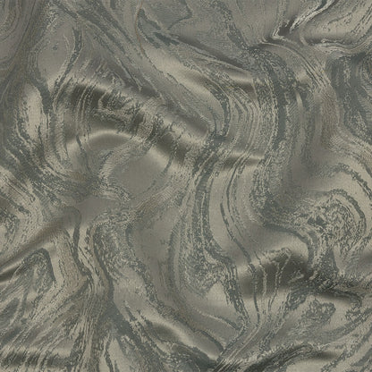 Metallic Drapery Jacquard - Slate Metamorphic Swirls - British Imported