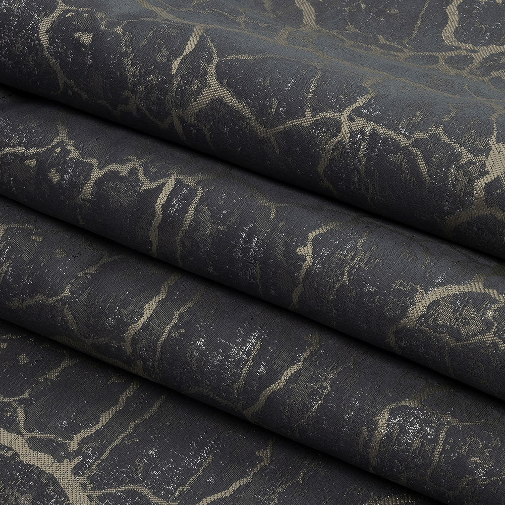 Metallic Drapery Jacquard - Flint Marble Veins - British Imported Folded