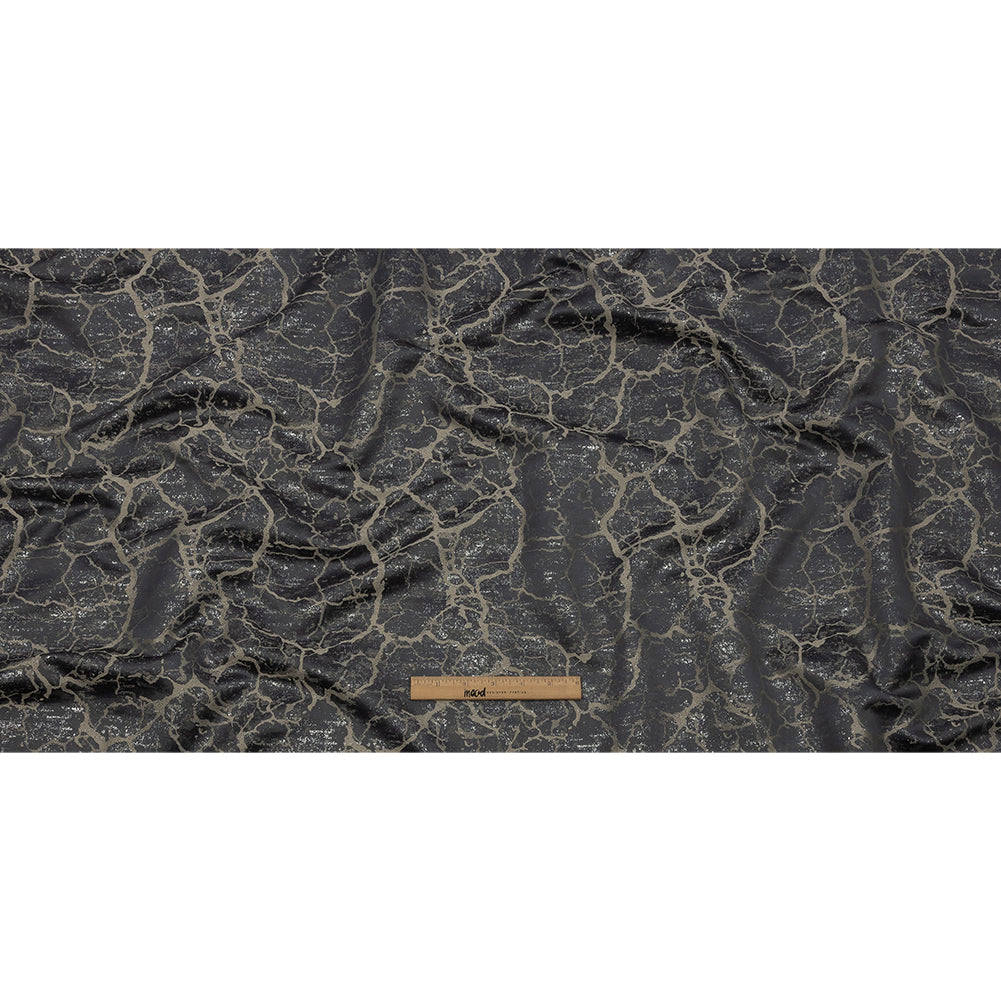 Metallic Drapery Jacquard - Flint Marble Veins - British Imported Full