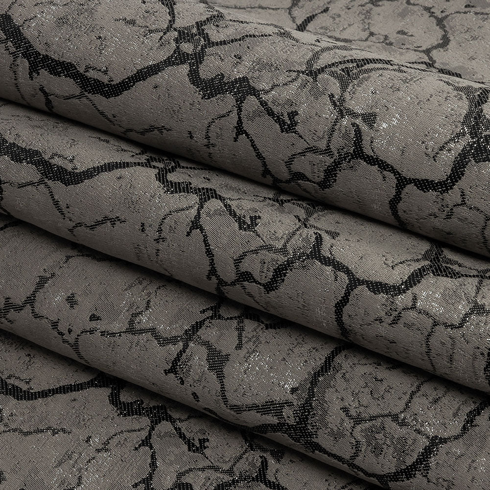 Metallic Drapery Jacquard - Fossil Marble Veins - British Imported Folded