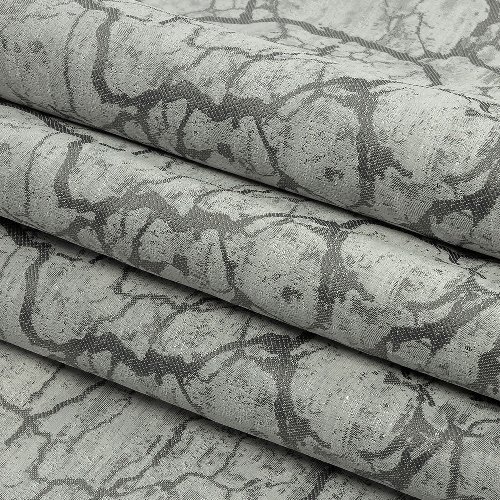 Metallic Drapery Jacquard - Platinum Marble Veins - British Imported Folded