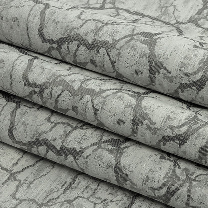 Metallic Drapery Jacquard - Platinum Marble Veins - British Imported Folded