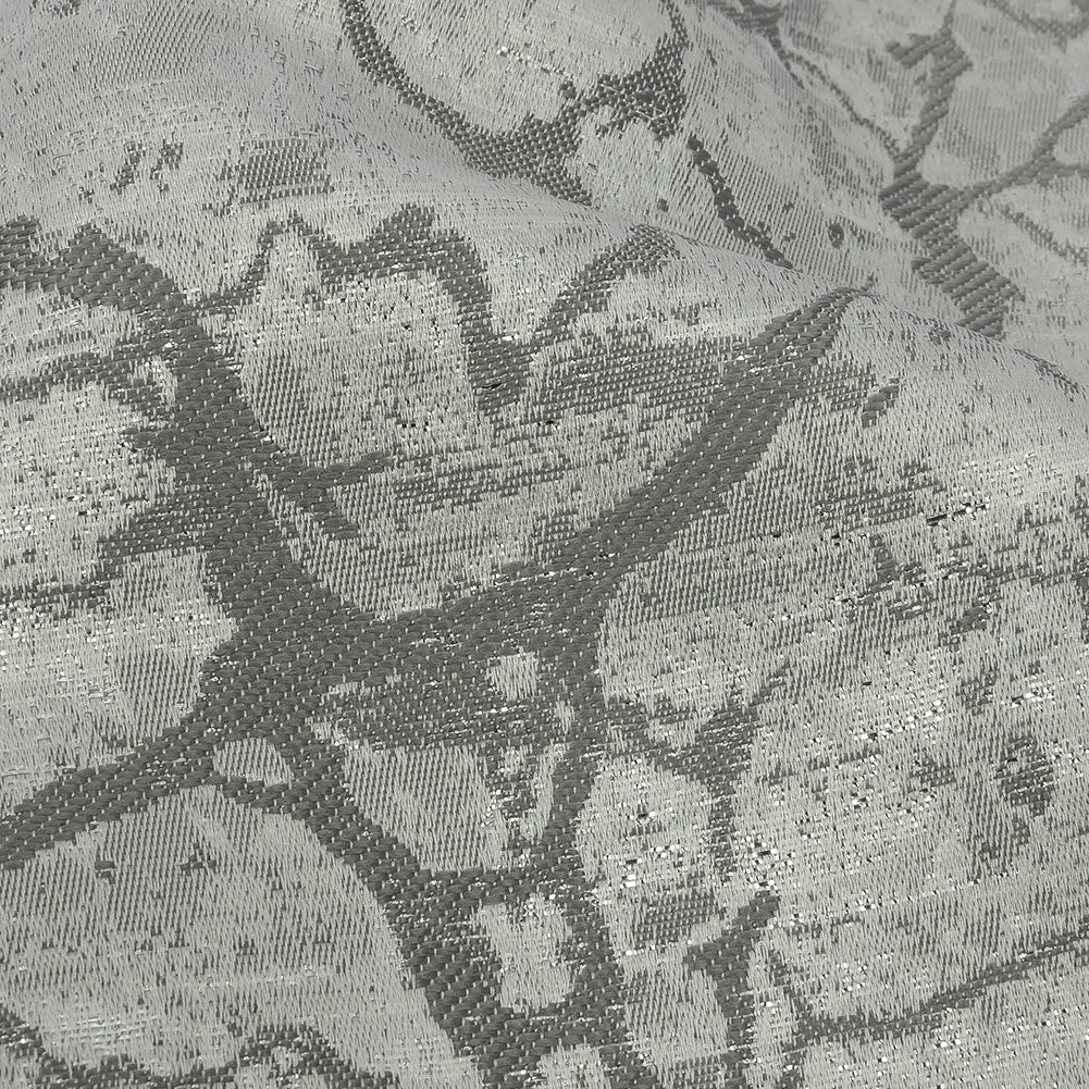 Metallic Drapery Jacquard - Platinum Marble Veins - British Imported Detail