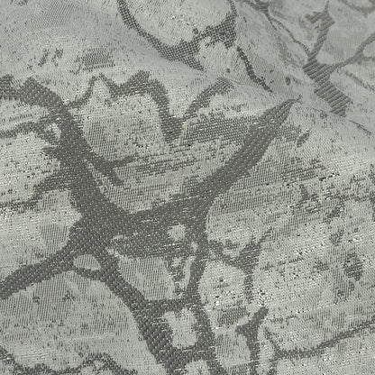 Metallic Drapery Jacquard - Platinum Marble Veins - British Imported Detail