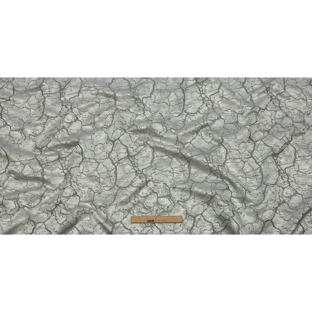 Metallic Drapery Jacquard - Platinum Marble Veins - British Imported Full