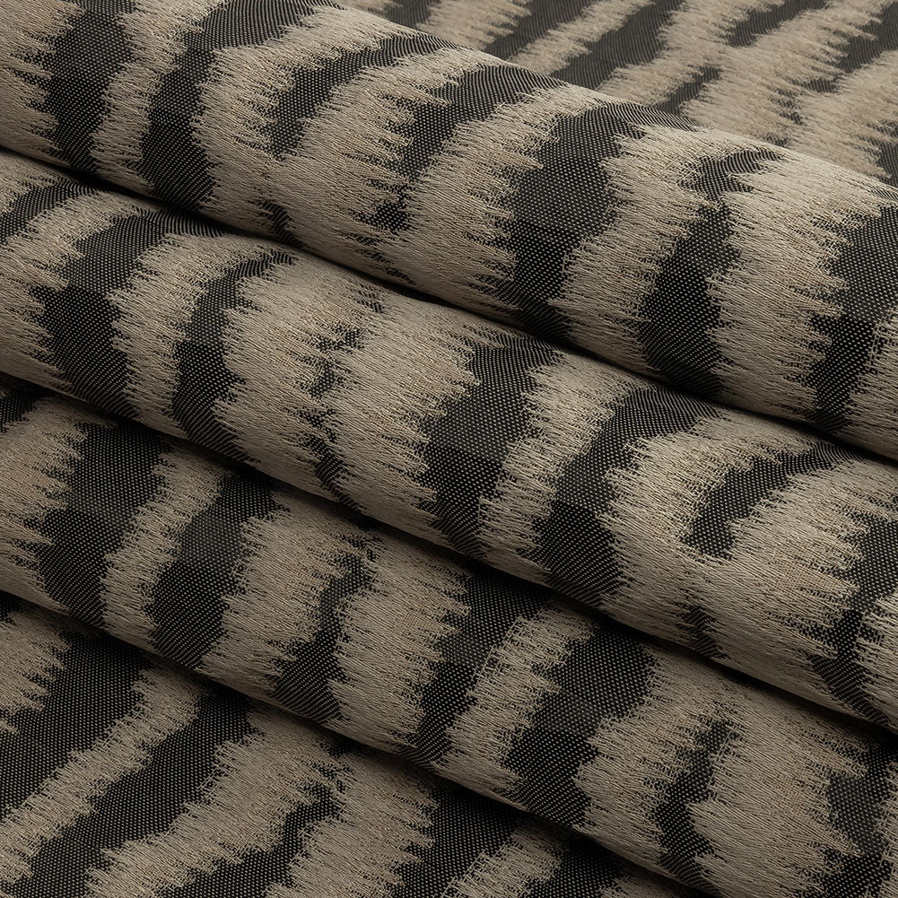 Drapery Jacquard - Fossil Abstract Stripes - British Imported Folded