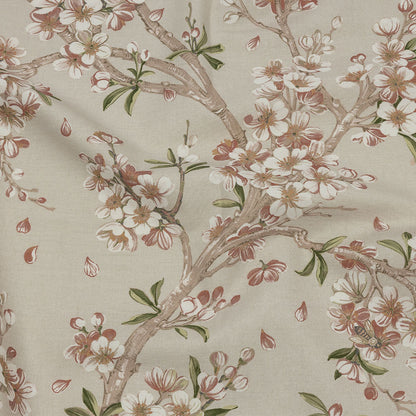 Cotton Canvas Print - Linen Blossoming Trees and Bees - British Imported