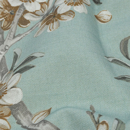 Cotton Canvas Print - Seafoam Blossoming Trees and Bees - British Imported Detail