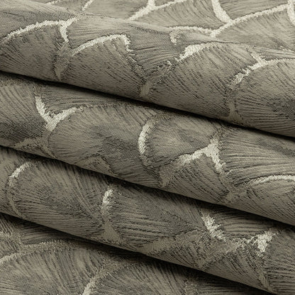 Drapery Jacquard - Pewter Fan Scales - British Imported Folded