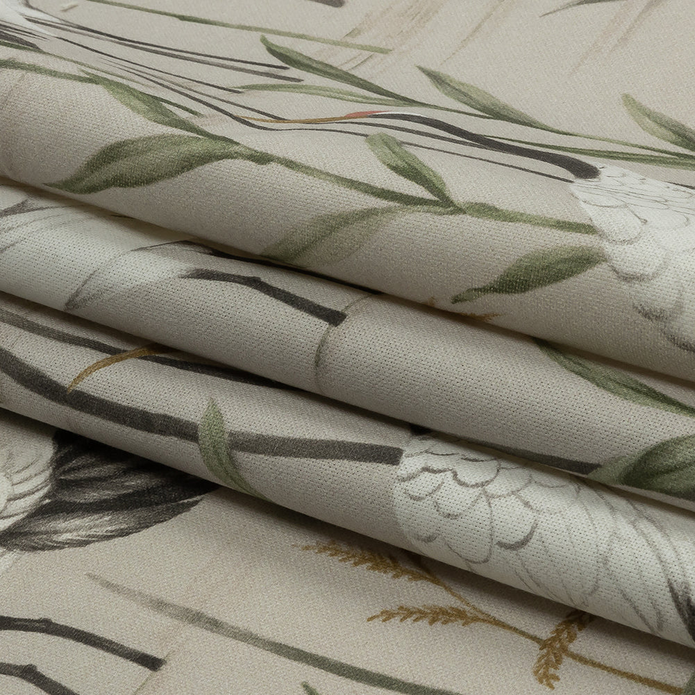 Cotton Canvas Print - Linen Cranes in the Reeds - British Imported Folded