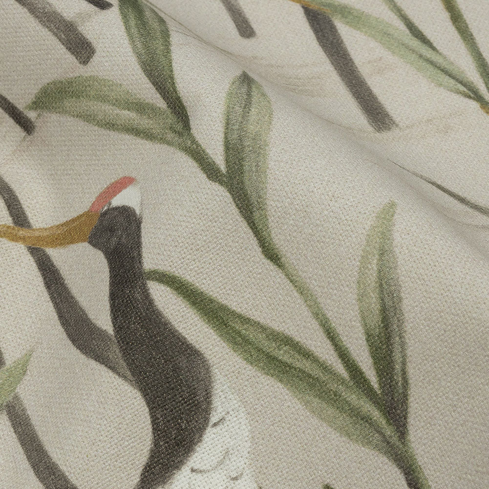 Cotton Canvas Print - Linen Cranes in the Reeds - British Imported Detail