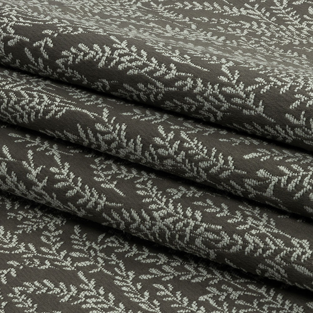 Drapery Jacquard - Grey Little Leaves - British Imported Folded