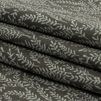 Drapery Jacquard - Grey Little Leaves - British Imported Folded