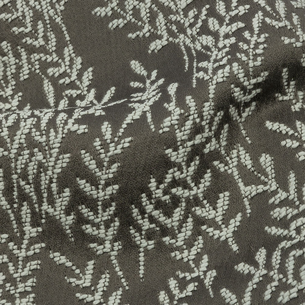 Drapery Jacquard - Grey Little Leaves - British Imported Detail