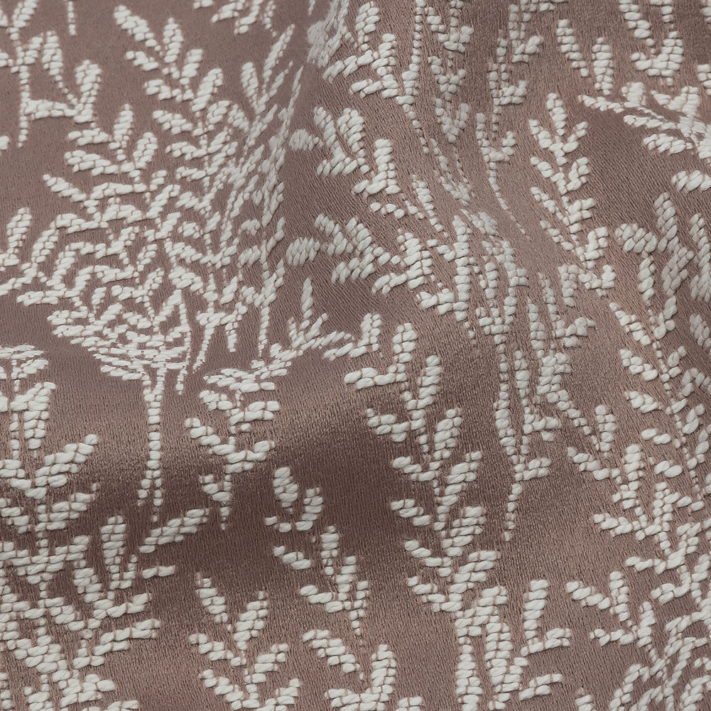 Drapery Jacquard - Mauve Little Leaves - British Imported Detail