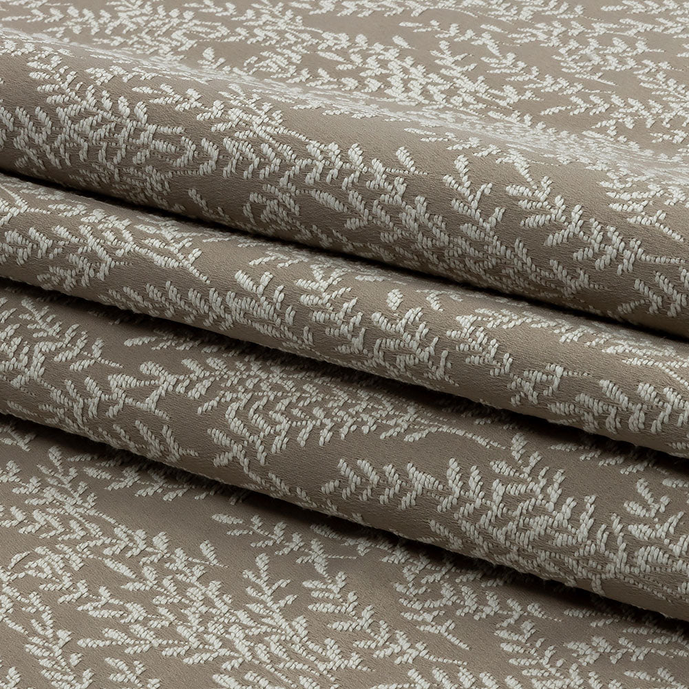 Drapery Jacquard - Putty Little Leaves - British Imported Folded
