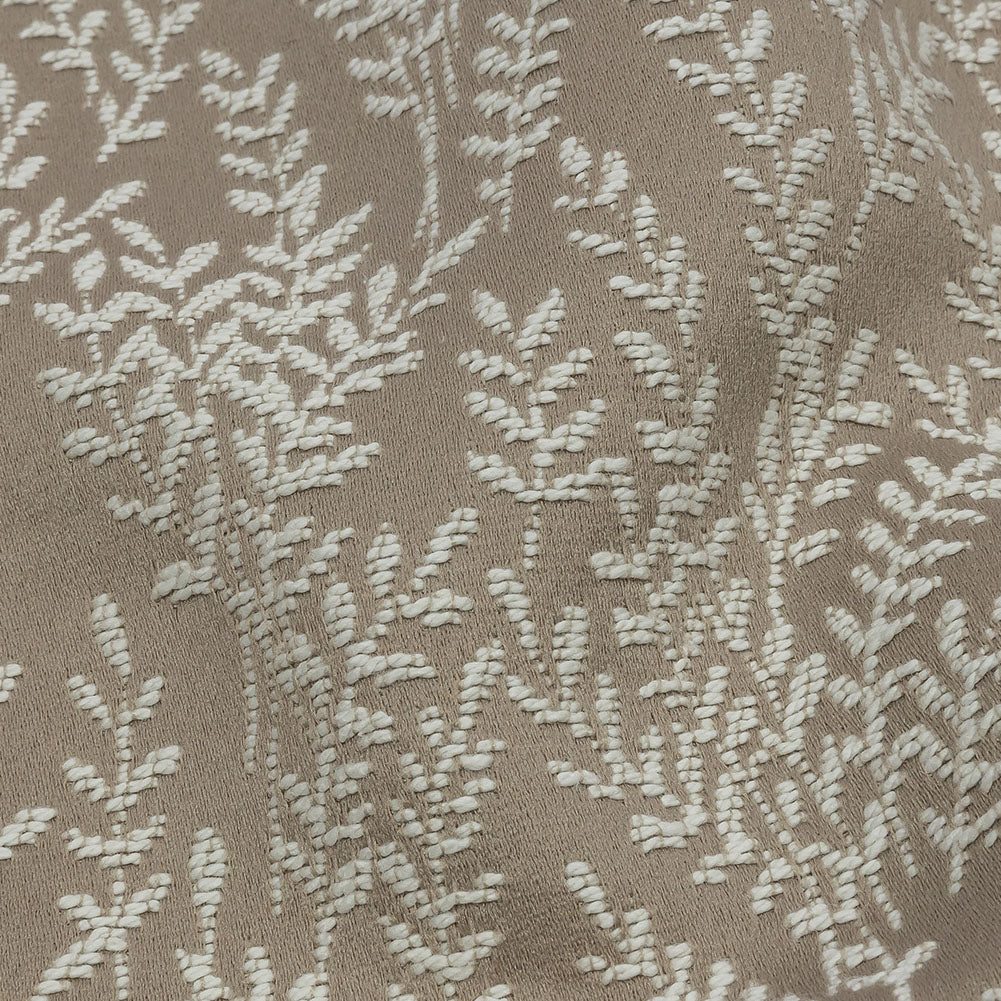 Drapery Jacquard - Putty Little Leaves - British Imported Detail