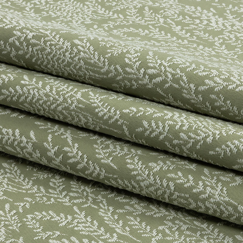 Drapery Jacquard - Sage Little Leaves - British Imported Folded