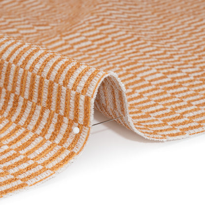 Textured Polyester and Cotton Woven - Tangerine Rectangle Checks - British Imported