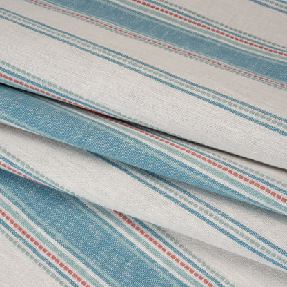 Cotton and Recycled Polyester Woven - Denim Tactile Stripes - British Imported