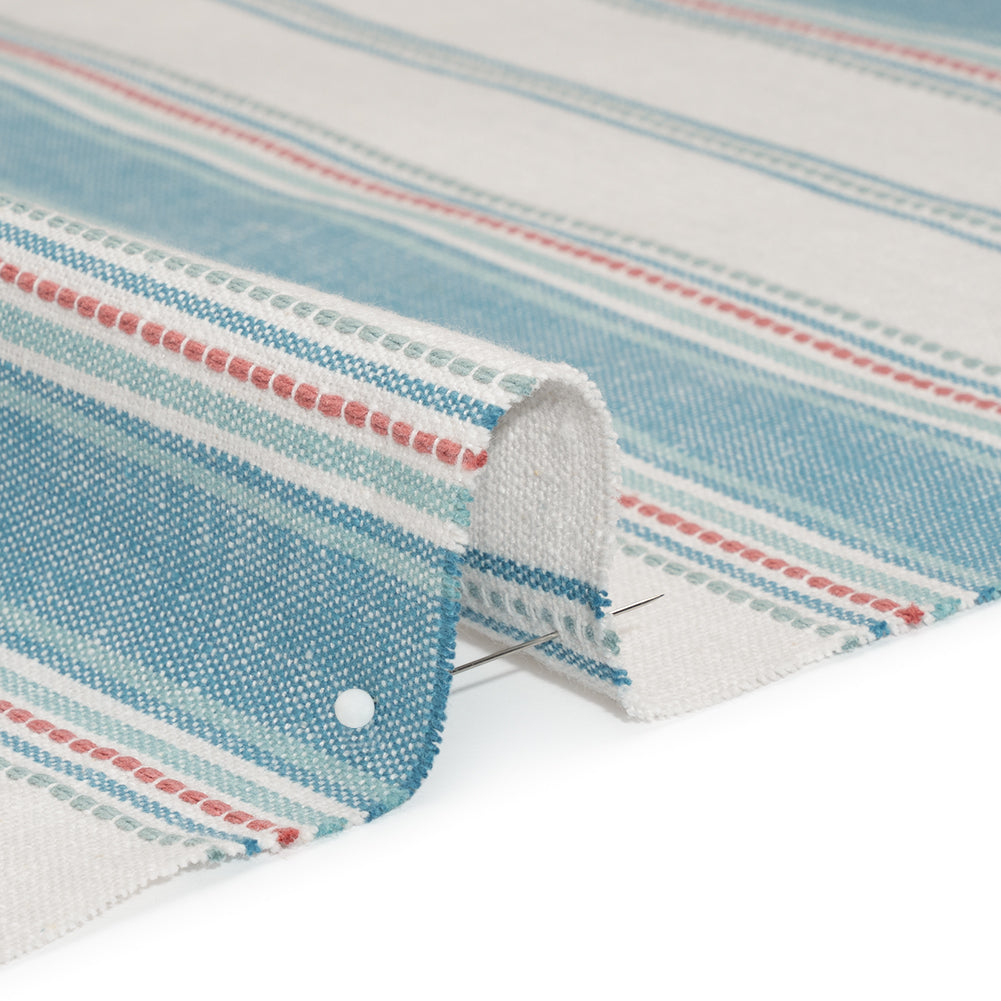 Cotton and Recycled Polyester Woven - Denim Tactile Stripes - British Imported - Detail