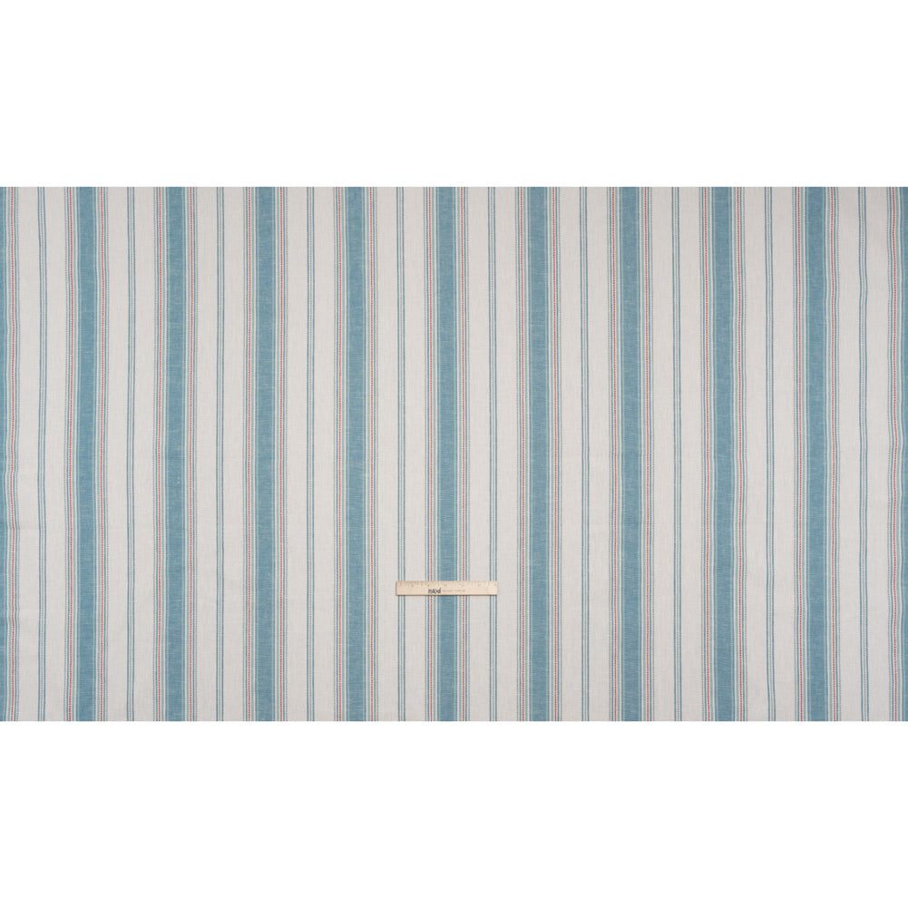 Cotton and Recycled Polyester Woven - Denim Tactile Stripes - British Imported - Full
