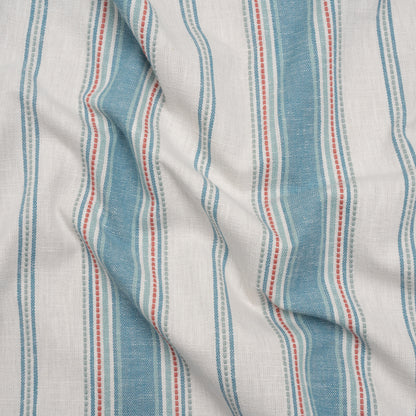 Cotton and Recycled Polyester Woven - Denim Tactile Stripes - British Imported