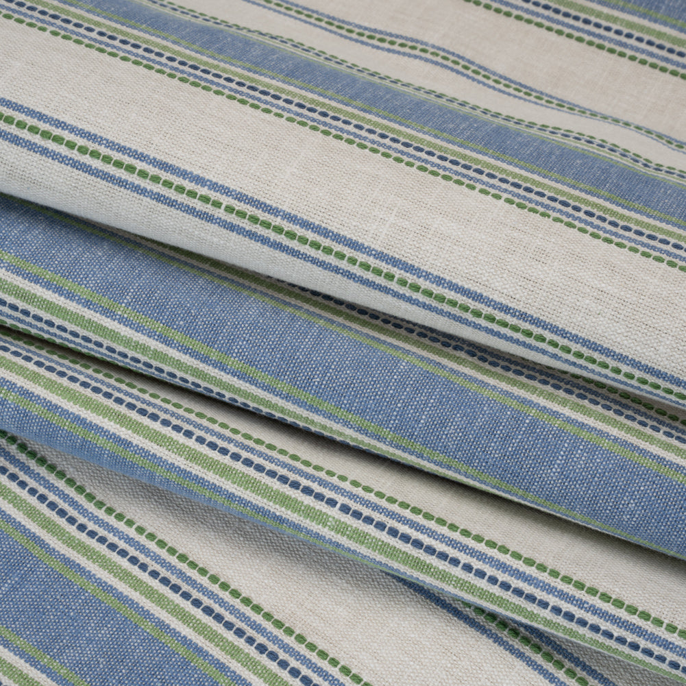 Cotton and Recycled Polyester Woven - Indigo Tactile Stripes - British Imported - Folded