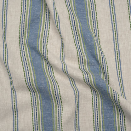 Cotton and Recycled Polyester Woven - Indigo Tactile Stripes - British Imported