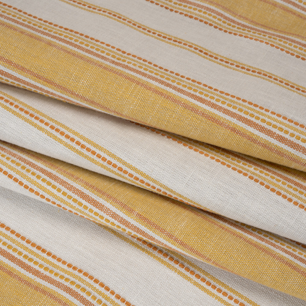 Cotton and Recycled Polyester Woven - Marigold Tactile Stripes - British Imported - Folded