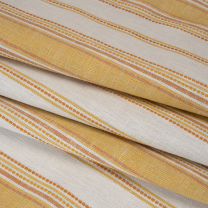 Cotton and Recycled Polyester Woven - Marigold Tactile Stripes - British Imported