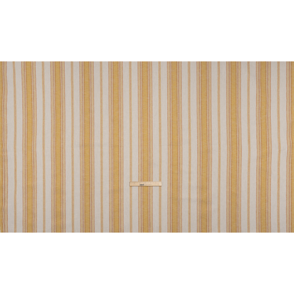Cotton and Recycled Polyester Woven - Marigold Tactile Stripes - British Imported - Full