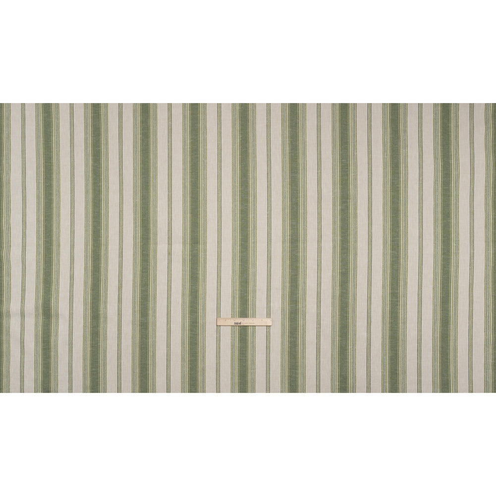 Cotton and Recycled Polyester Woven - Olive Tactile Stripes - British Imported