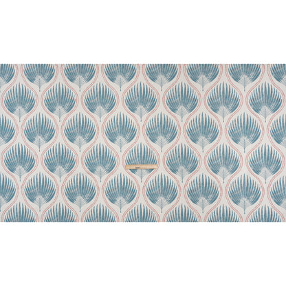 Cotton Canvas Print - Denim Palm Leaf Ogee - British Imported