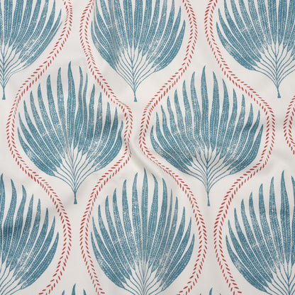 Cotton Canvas Print - Denim Palm Leaf Ogee - British Imported