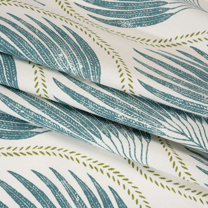 Cotton Canvas Print - Lagoon Palm Leaf Ogee - British Imported