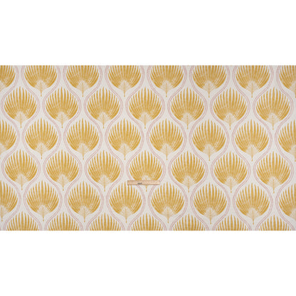 Cotton Canvas Print - Marigold Palm Leaf Ogee - British Imported