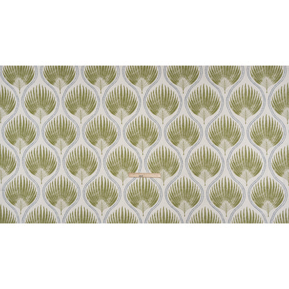 Cotton Canvas Print - Olive Palm Leaf Ogee - British Imported