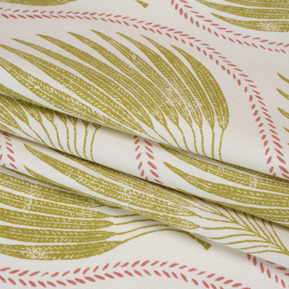 Cotton Canvas Print - Pear Palm Leaf Ogee - British Imported - Folded