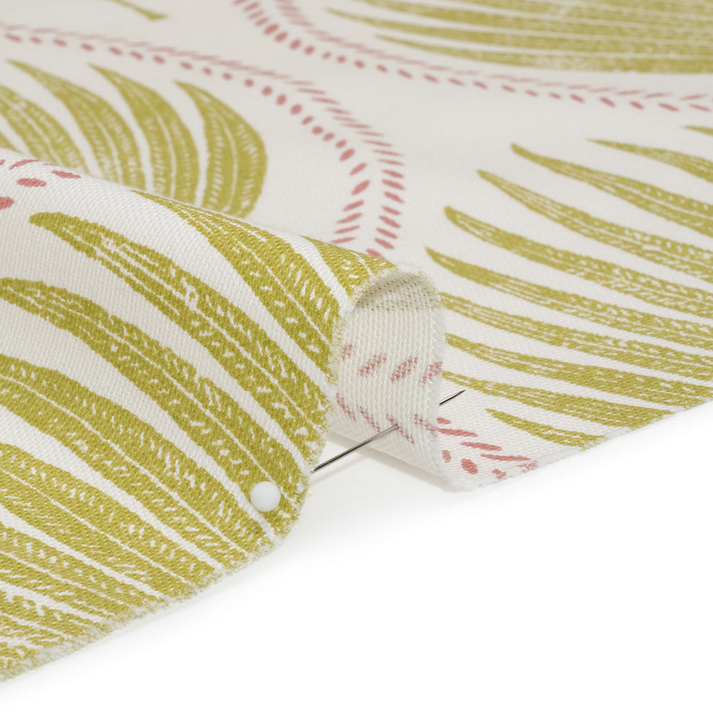 Cotton Canvas Print - Pear Palm Leaf Ogee - British Imported - Detail