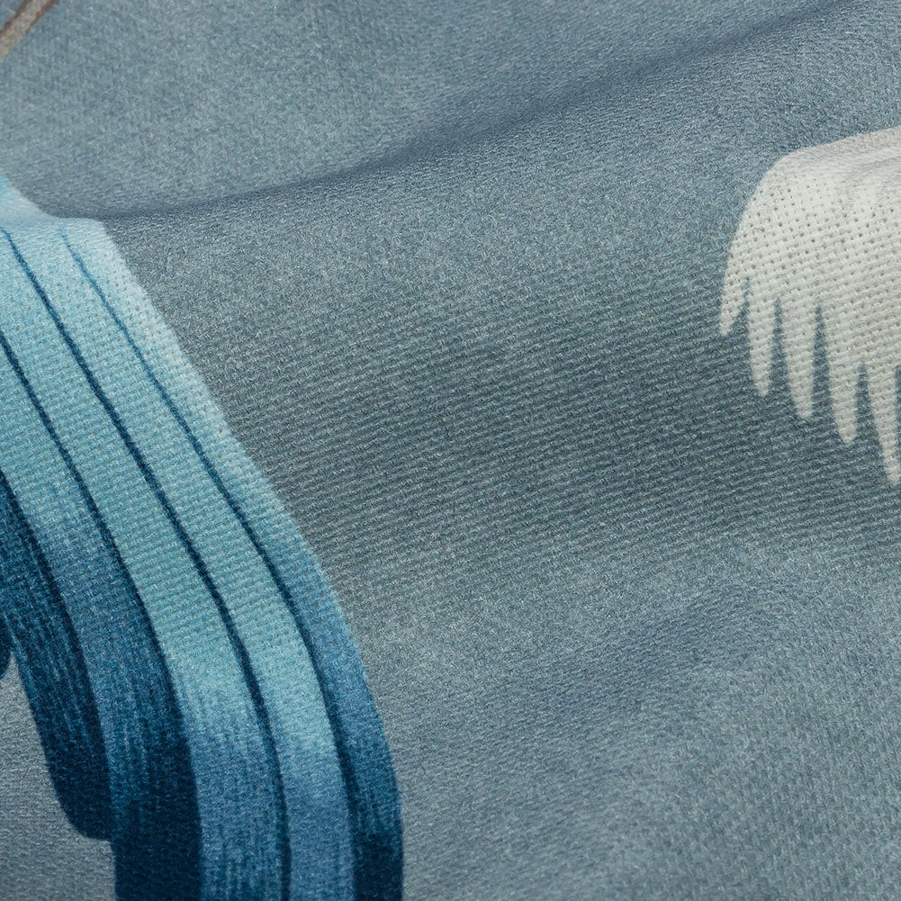 Cotton Canvas Print - Denim Birds in the Garden - British Imported Detail